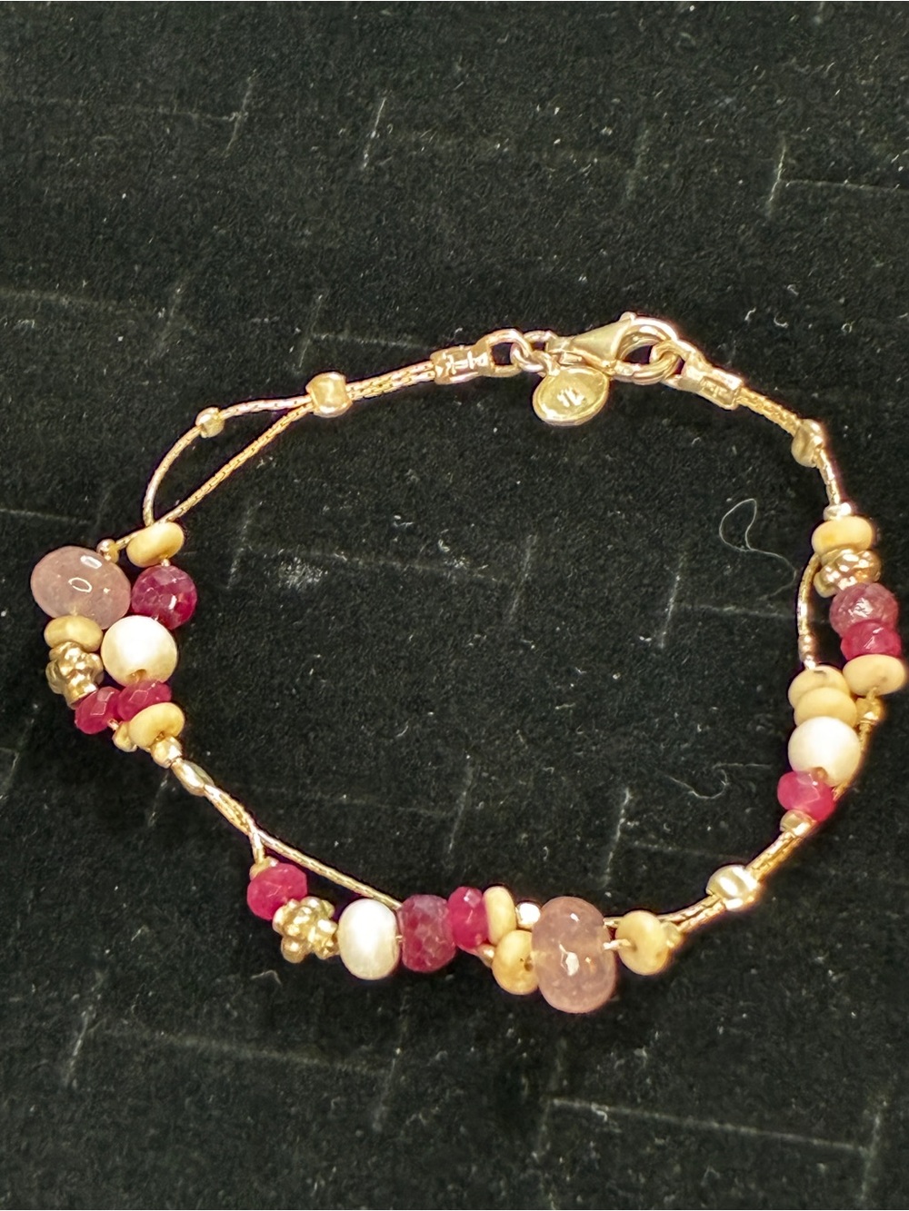 Silpada’s Delicate Pink and Sterling Silver Beaded Bracelet.